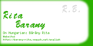 rita barany business card