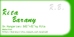 rita barany business card